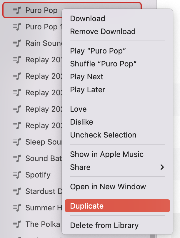 Duplicate the playlist