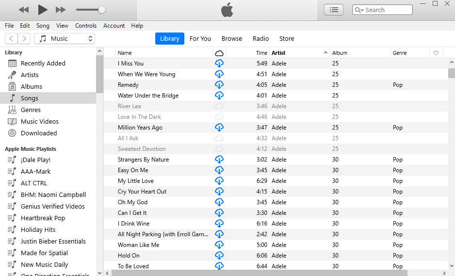 iTunes songs greyed out