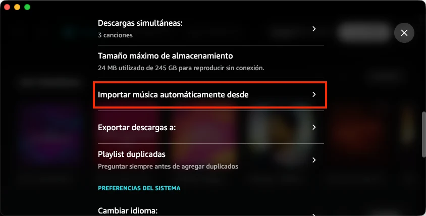 Importar música a Amazon Music