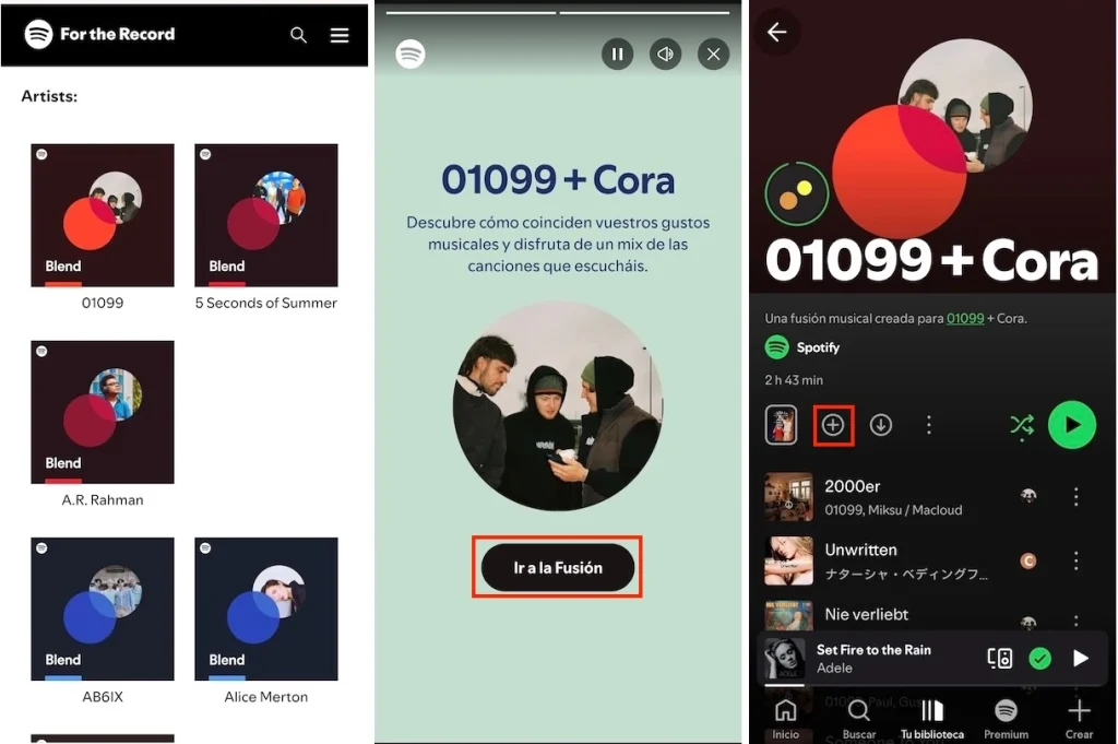 Spotify Blend con artistas