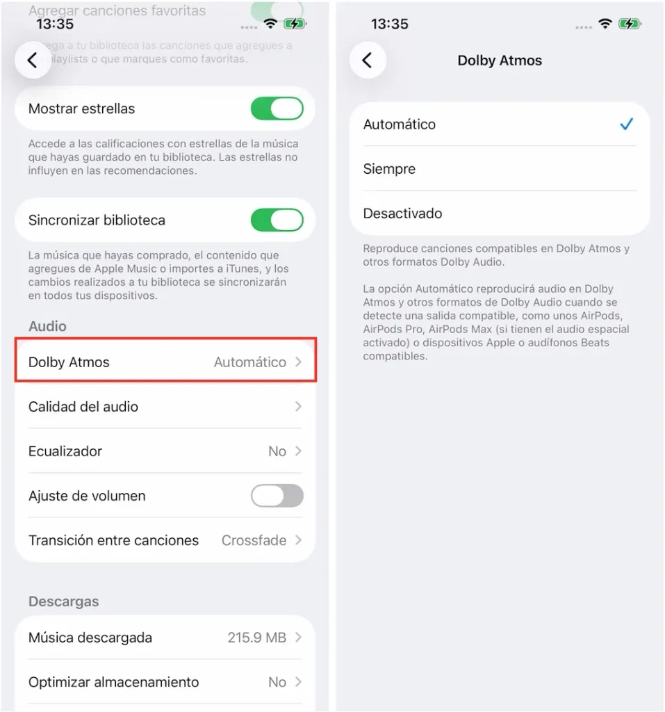 Activar Apple Music Dolby Atmos en iPhone
