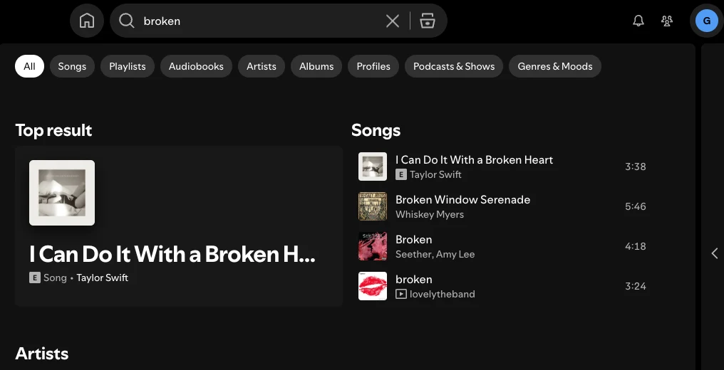 B&uacute;squeda en Spotify
