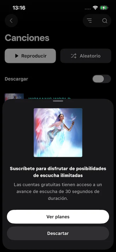 Vista previa de Tidal de 30 segundos