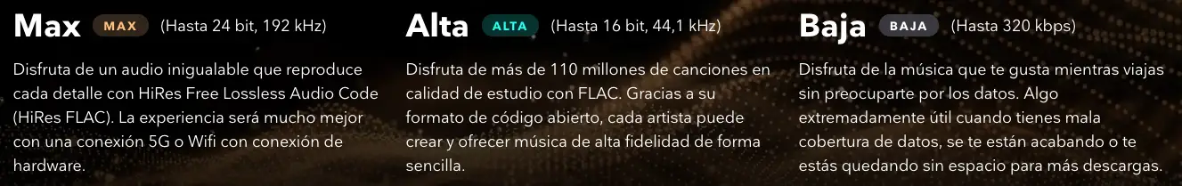 Calidad de audio de Tidal