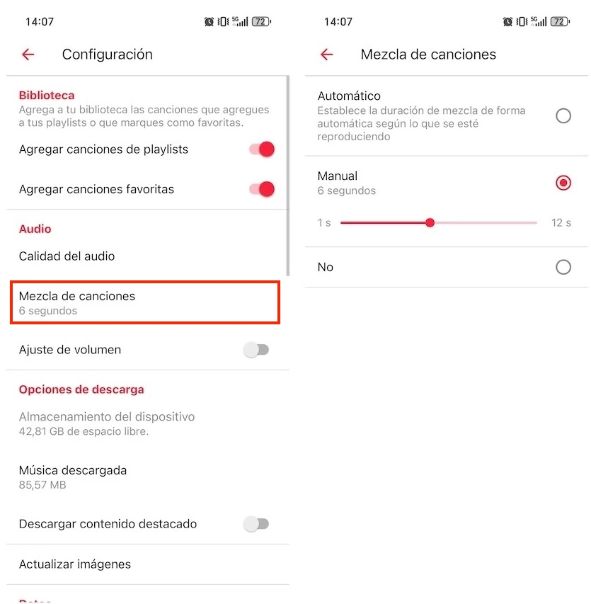 Fundido cruzado de Apple Music