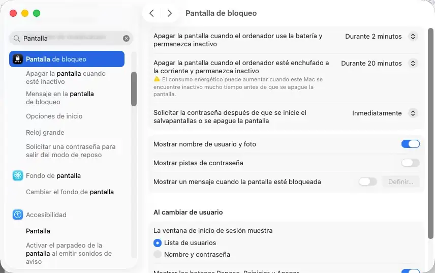 Mac Pantalla de bloqueo