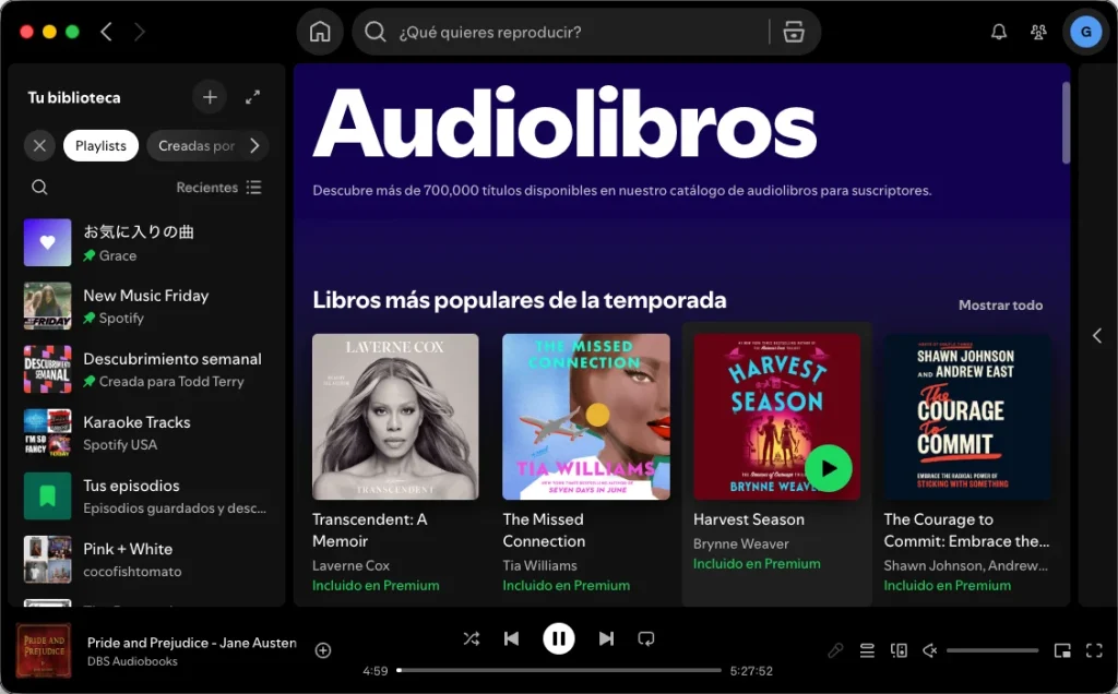 Audiolibros de Spotify incluidos en Premium