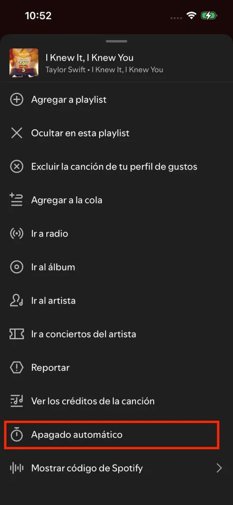 Spotify Apagado automático
