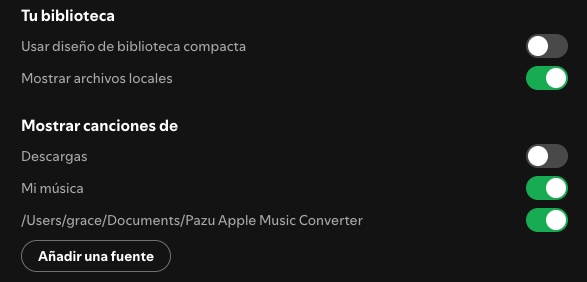 Mostrar archivos locales en Spotify