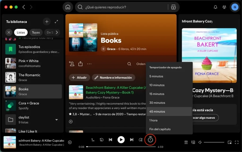 Spotify Temporizador de apagado