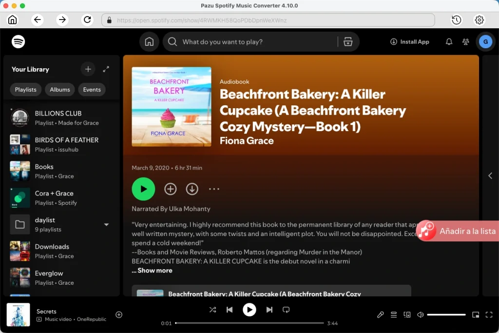 Descarga audiolibros de Spotify