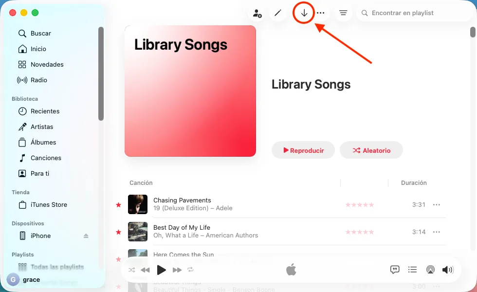 Descargar todas las canciones de la biblioteca de Apple Music