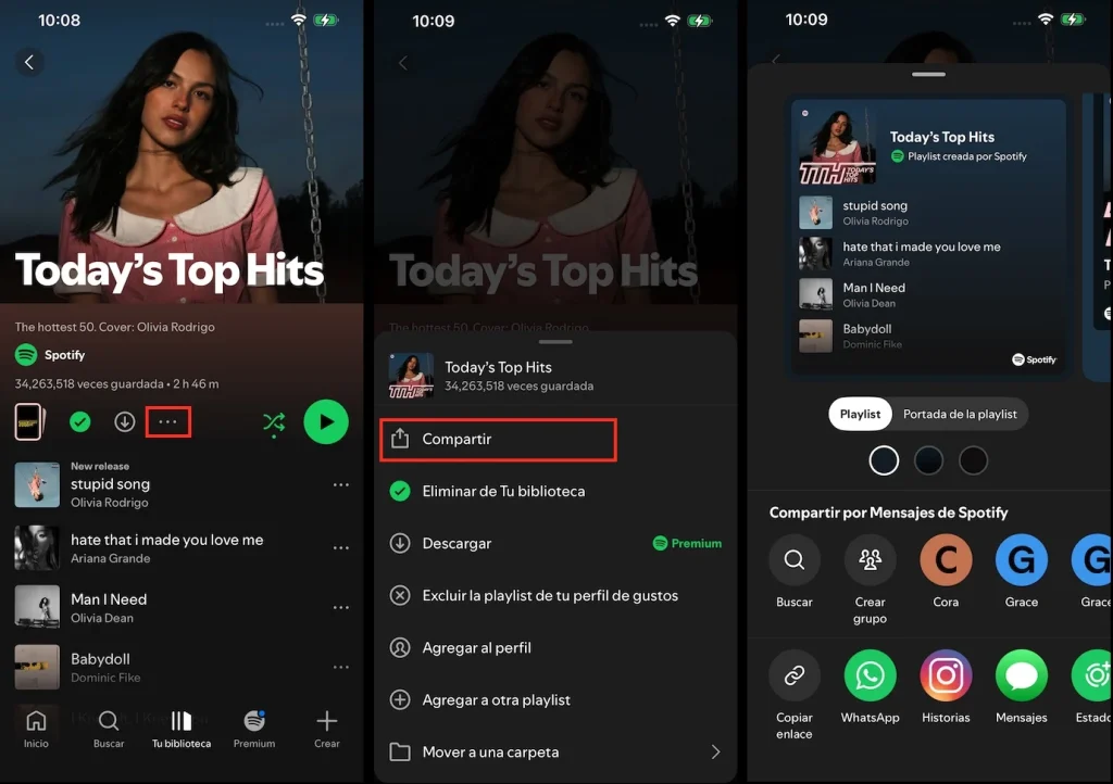 Compartir una playlist de Spotify