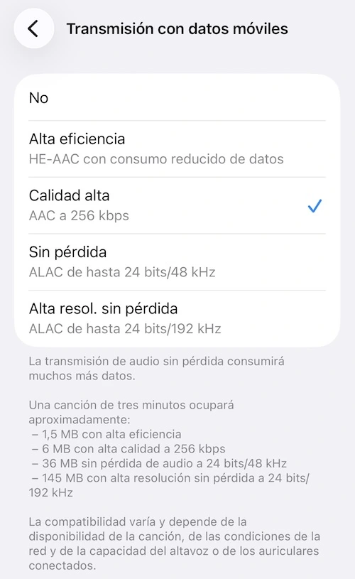 Calidad de Apple Music