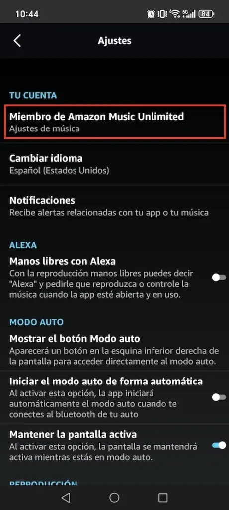 Cancelar Amazon Music en Android