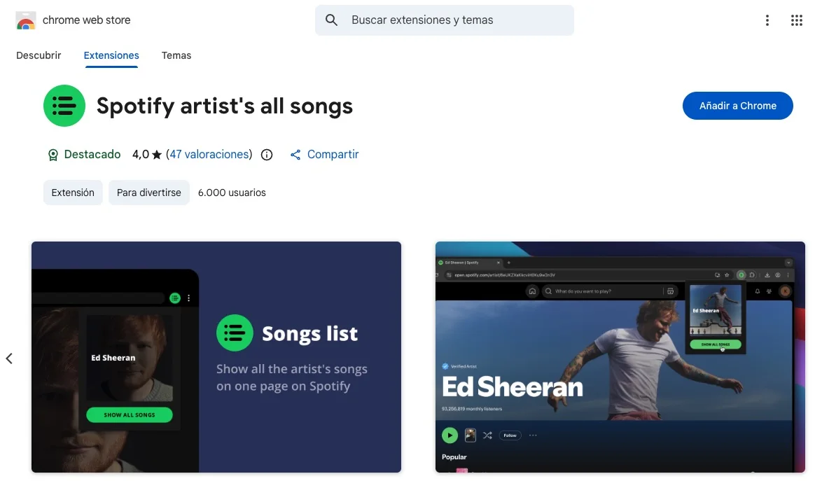 Spotify artist's all songs