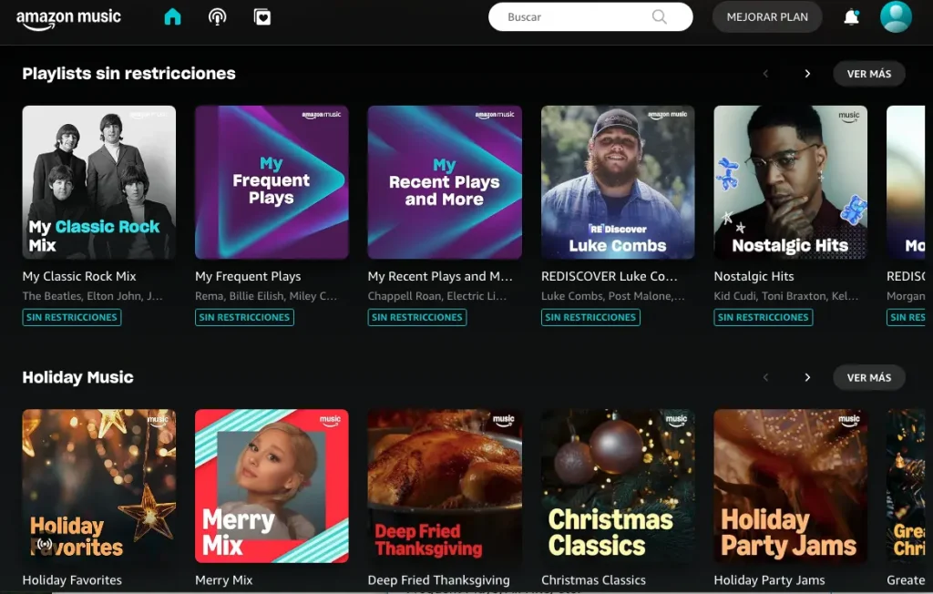 Playlists sin restricciones