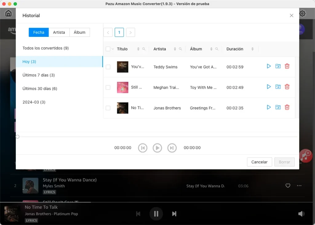Canciones descargadas de Amazon Music