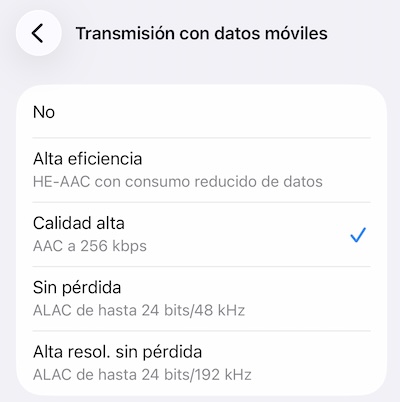Calidad de audio de Apple Music