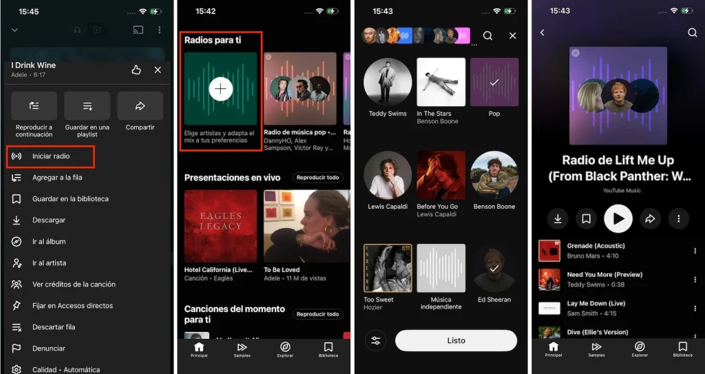 YouTube Music radios para ti