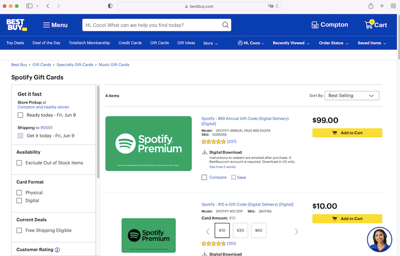 Comprar tarjeta de regalo de Spotify