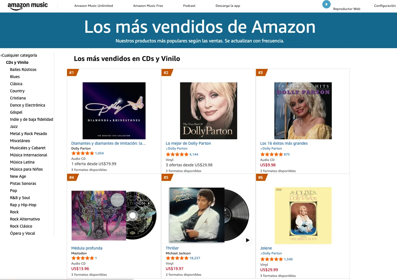 Tienda de música digital de Amazon Music