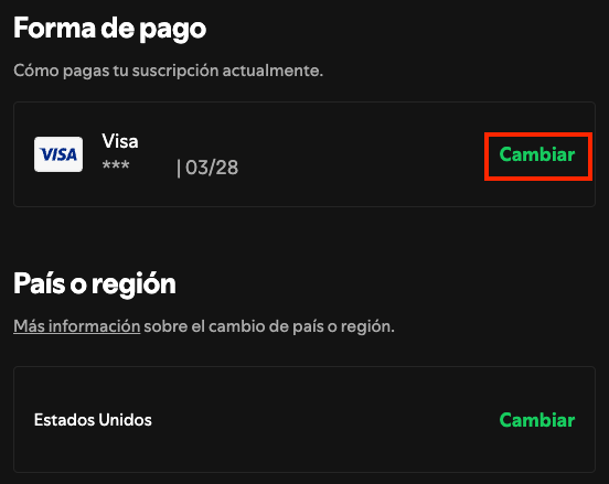 Change Spotify payment