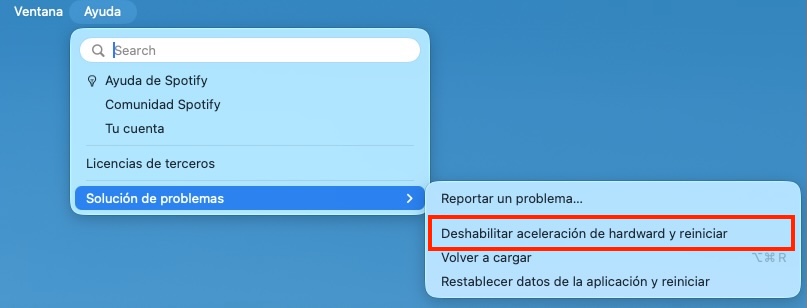 Deshabilitar la aceleraci&oacute;n de hardware en Spotify