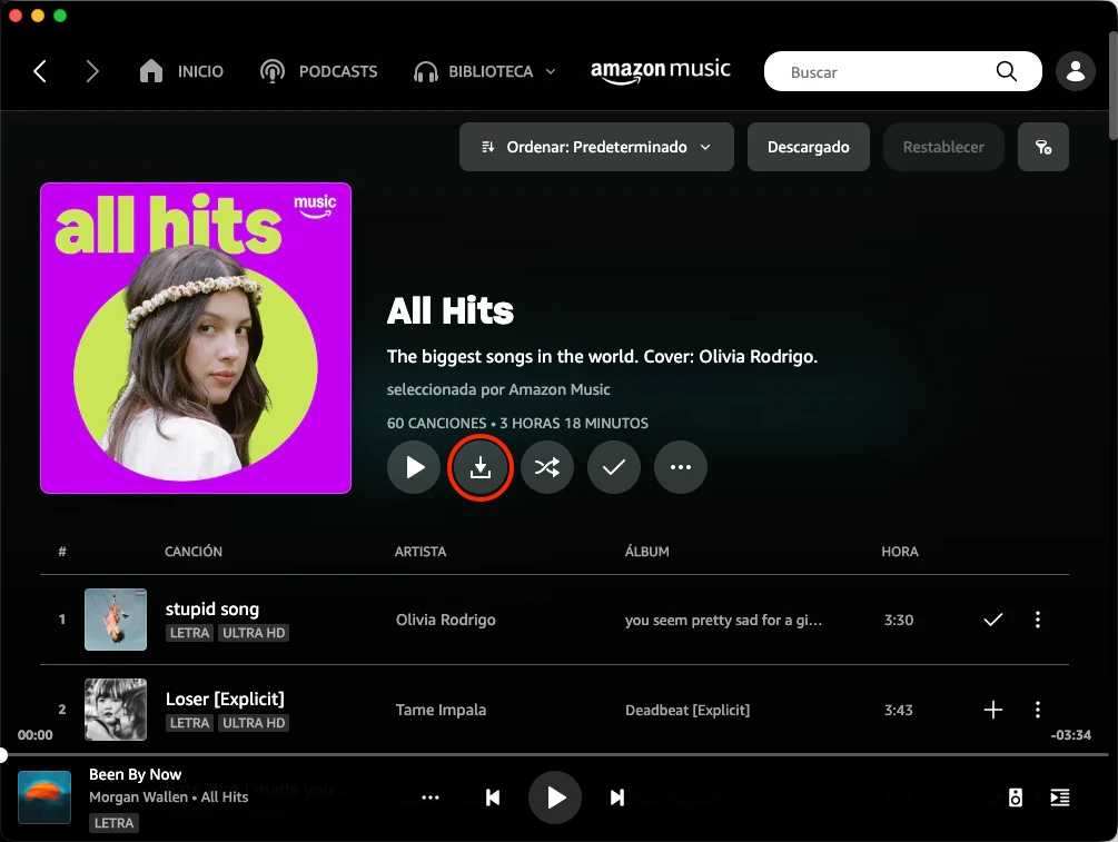 Descarga playlists de Amazon Music