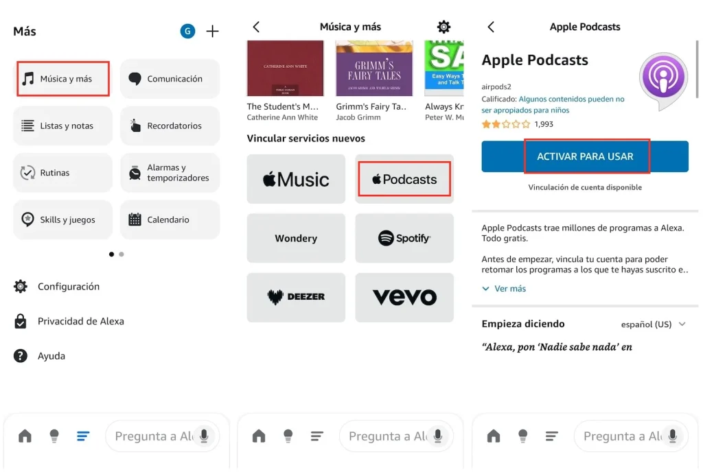 Vincular Apple Podcasts a Alexa