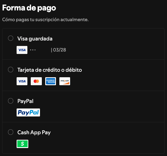 update Spotify payment method