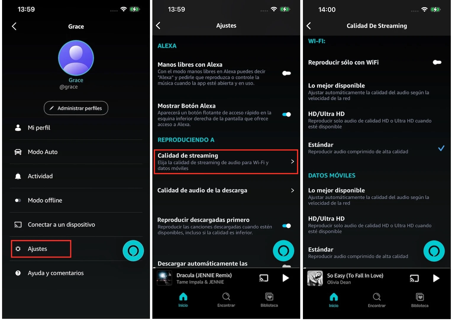 Calidad de audio de Amazon Music