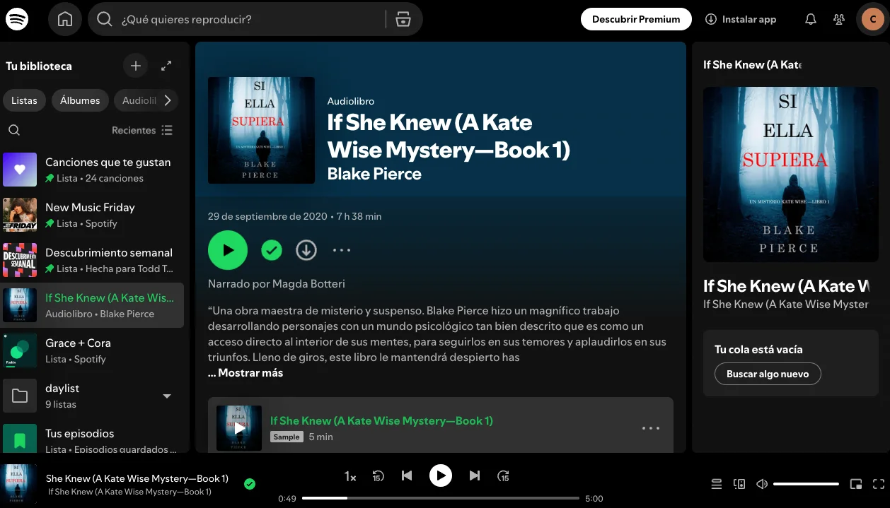 Audiolibros gratuitos en Spotify