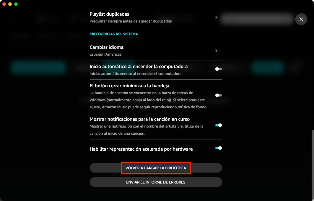 Borrar caché de Amazon Music