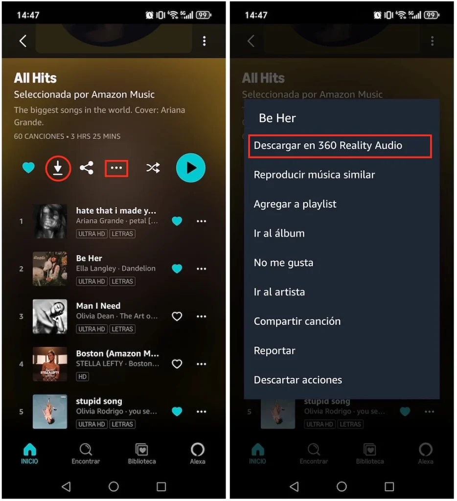 Descargar canciones de Amazon Music para Android