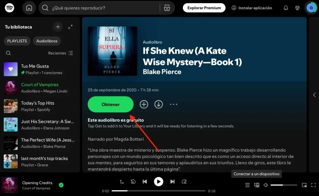 Obtén audiolibros gratis en Spotify