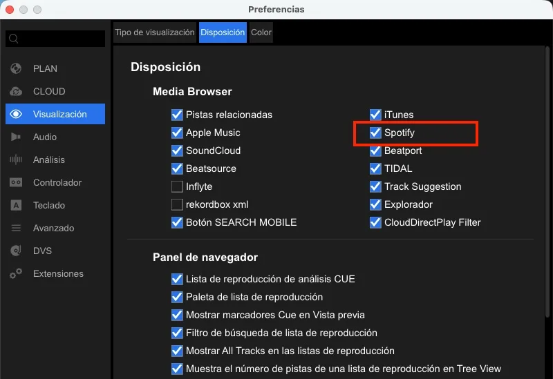 Mostrar Spotify en Rekordbox