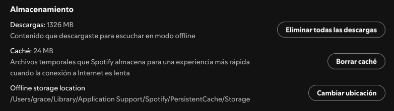 almacenamiento de Spotify y borrar caché