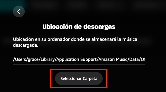 Cambiar la ubicaci&oacute;n de descarga de Amazon Music