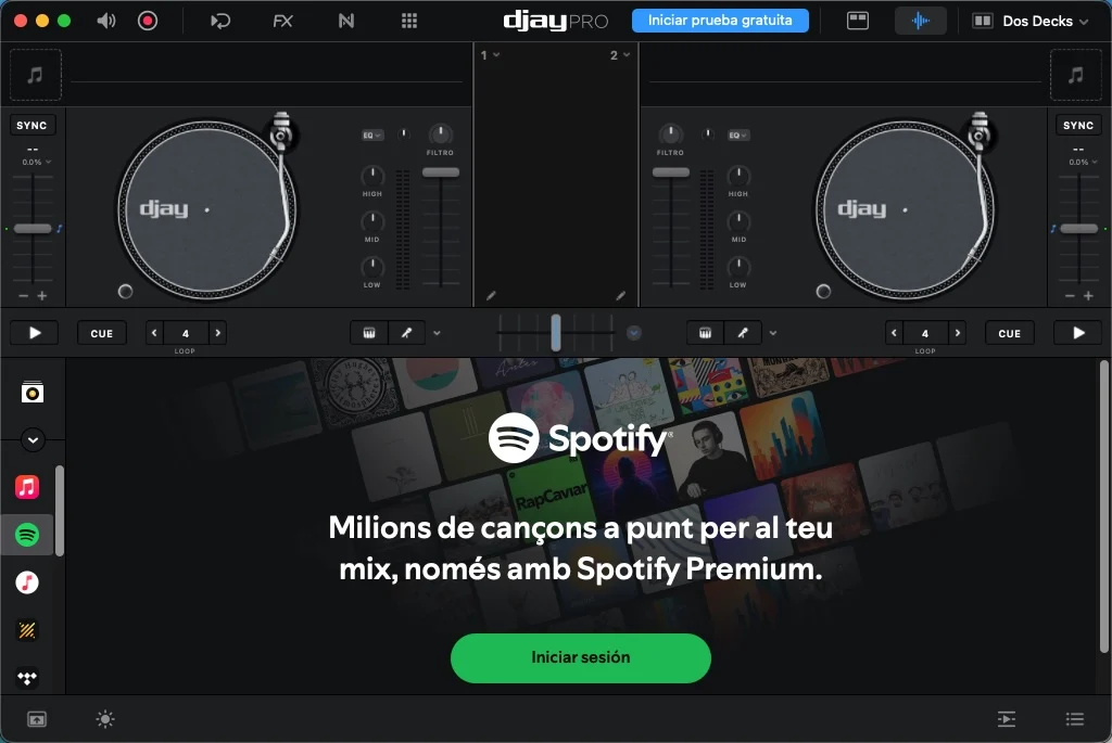 Inicia sesi&oacute;n en Spotify en djay