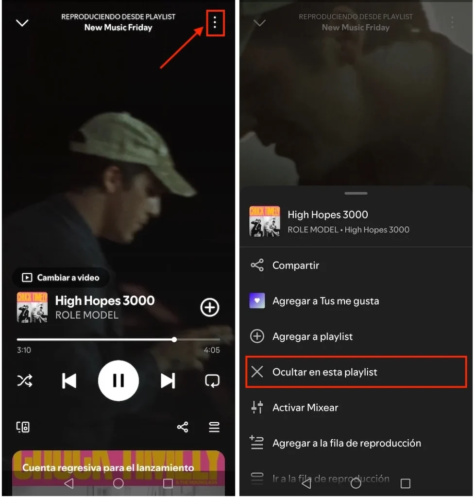 Otra forma de ocultar una canción en Spotify