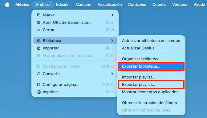 Exportar la biblioteca de Apple Music