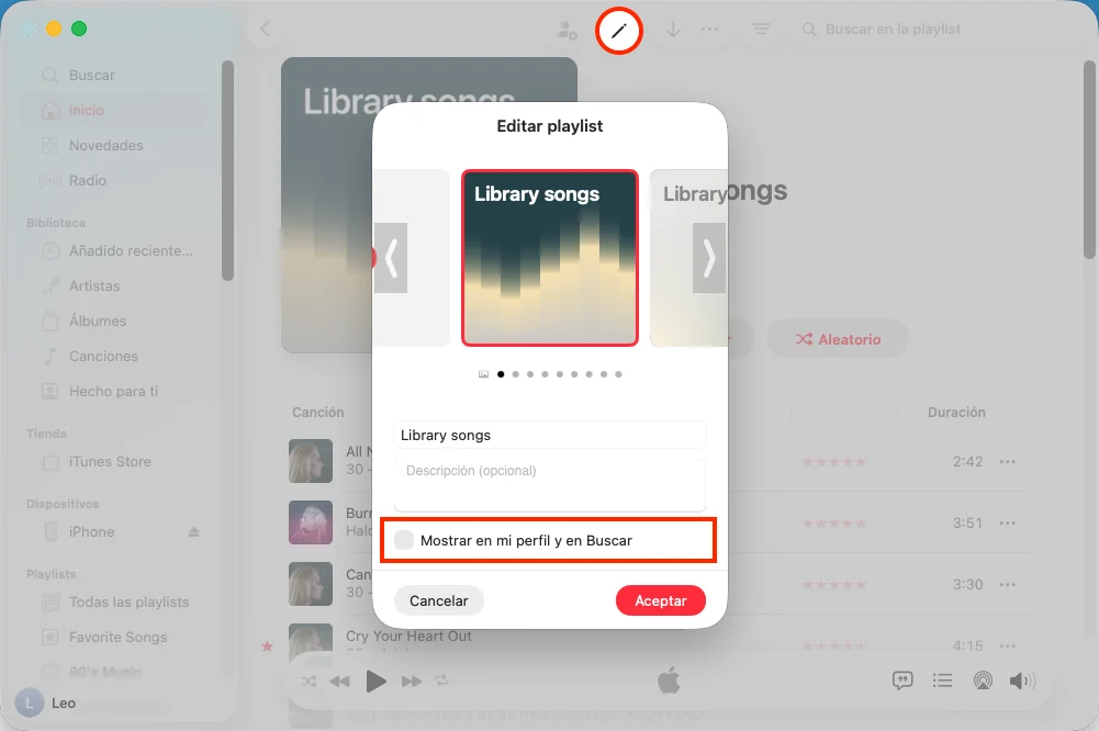 Make Apple Music playlist private