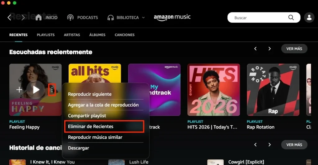 Eliminar de Recientes