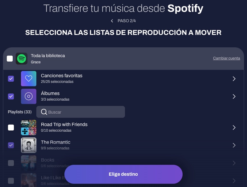 Seleccionar playlists