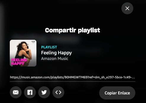 Compartir una playlist de Amazon Music en el PC