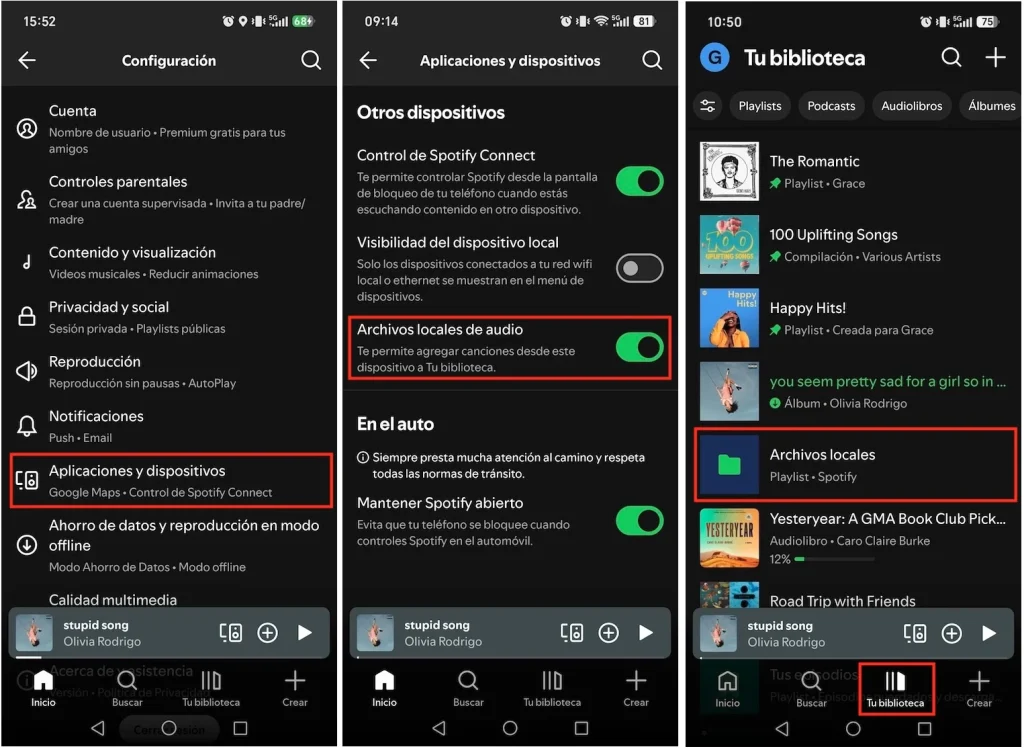 Mostrar archivos locales en Spotify
