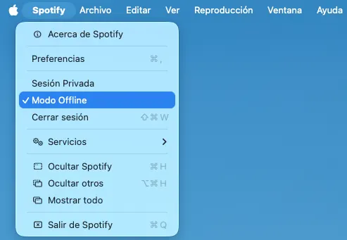 Modo offline de Spotify