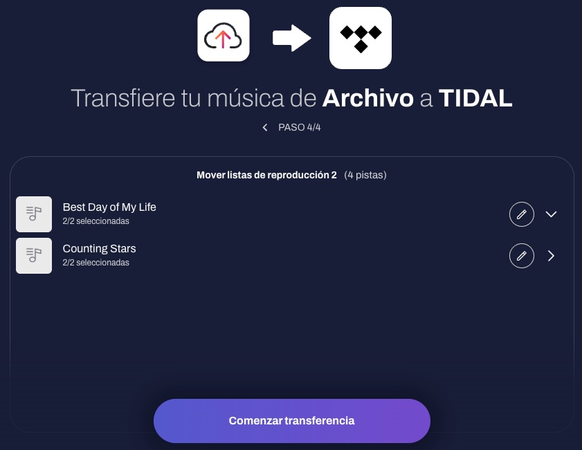 Iniciar transferencia