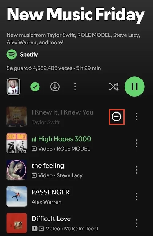 Mostrar una canción en Spotify